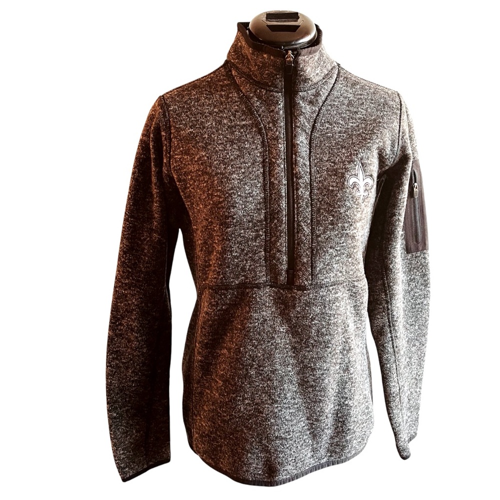 Antigua New Orleans Saints Womens Med Pullover Jacket Charcoal Fortune Half-Zip